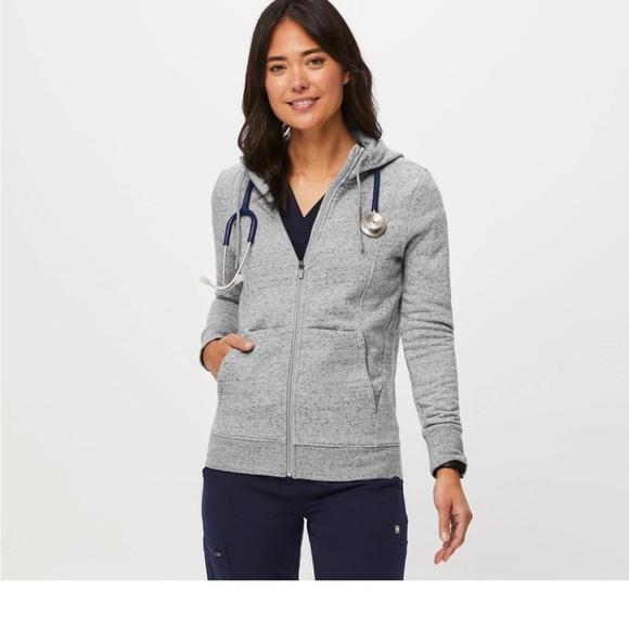 Figs Tops - Figs on shift full zip hoodie size XS essential heather gray hoodie nurse wear
